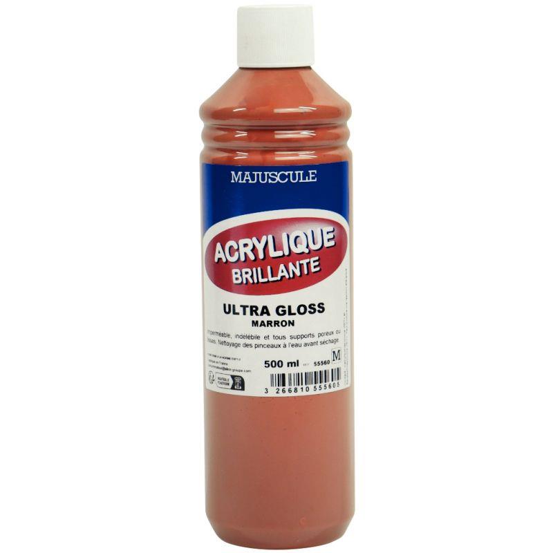 Image de  Flacon 500ml peinture acrylique marron 