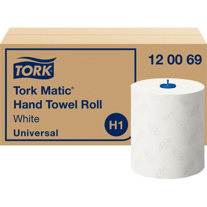 Image de  Carton de 6 rouleaux d''essuie-mains TORKMATIC H1 2 plis blanc 