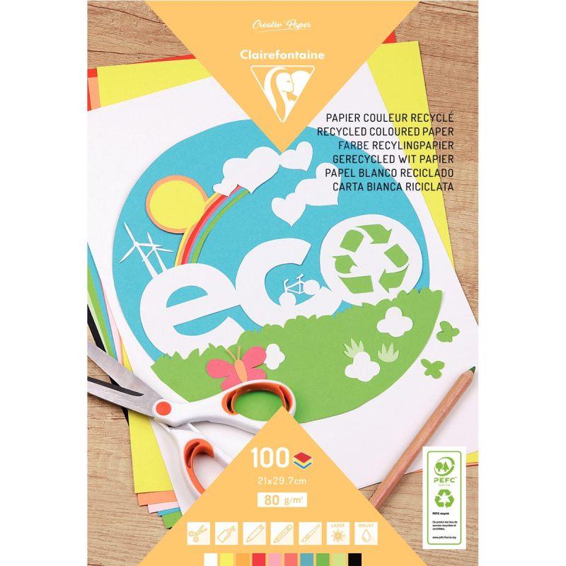 Image de  Bloc de 100 feuilles de papier dessin couleur recyclé format A4 80g 