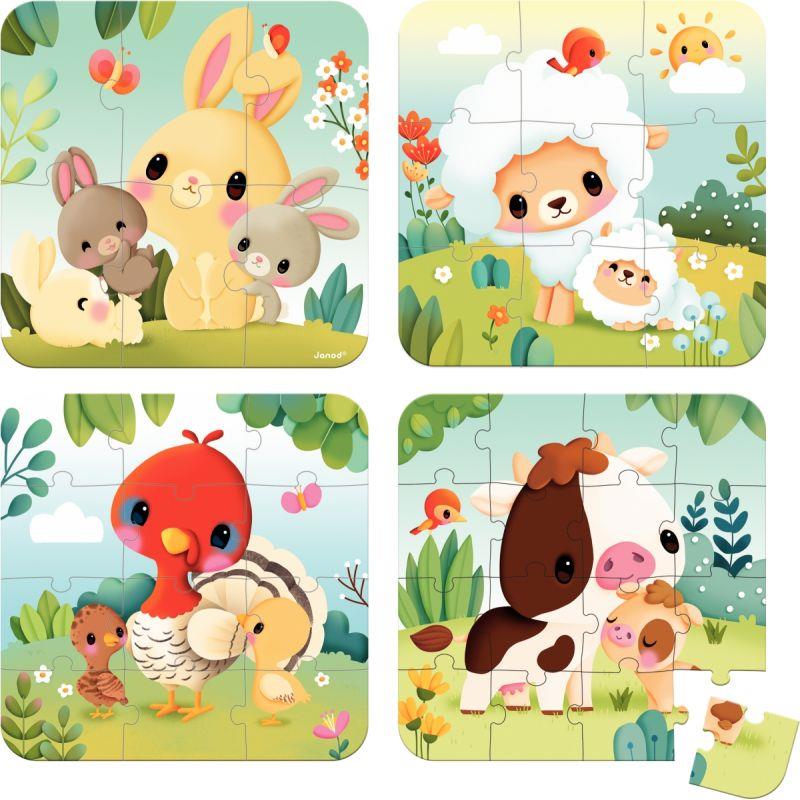 Image de  Boite de 4 puzzles progressifs, les animaux de la ferme 