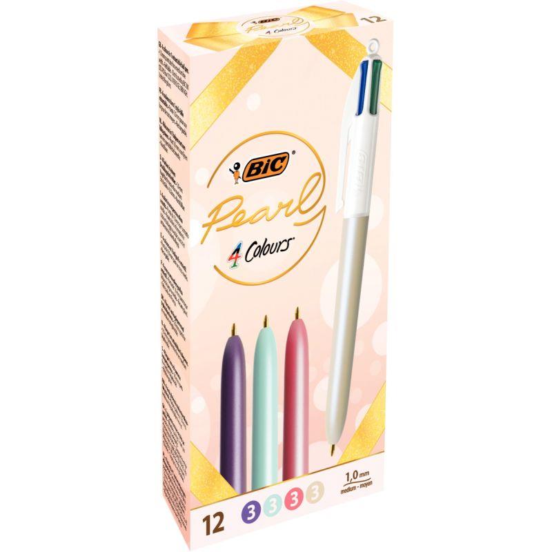 Image de  Boîte 12 stylos 4 couleurs Pearl assortis 