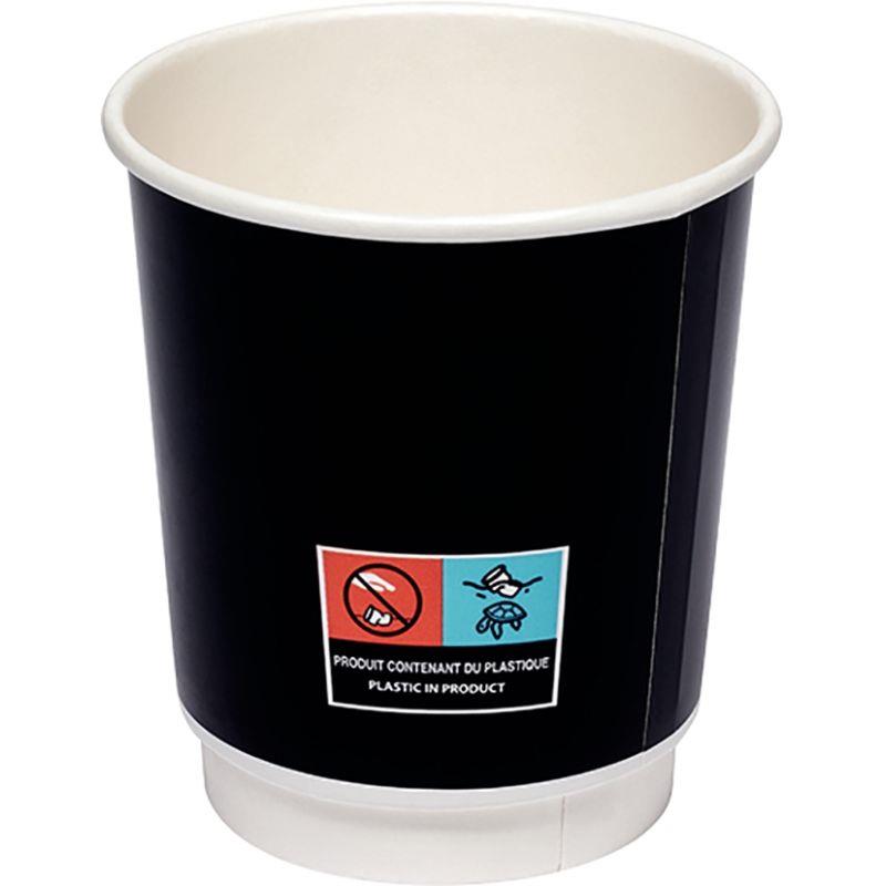 Image de  Paquet de 20 gobelets en carton double parois noir 12 cl 