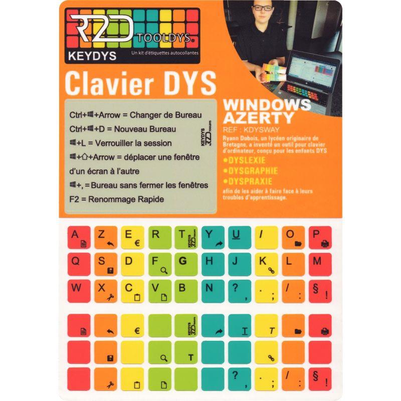 Image de  Kit d''étiquettes pour clavier AZERTY Windows pour personnes à troubles DYS 