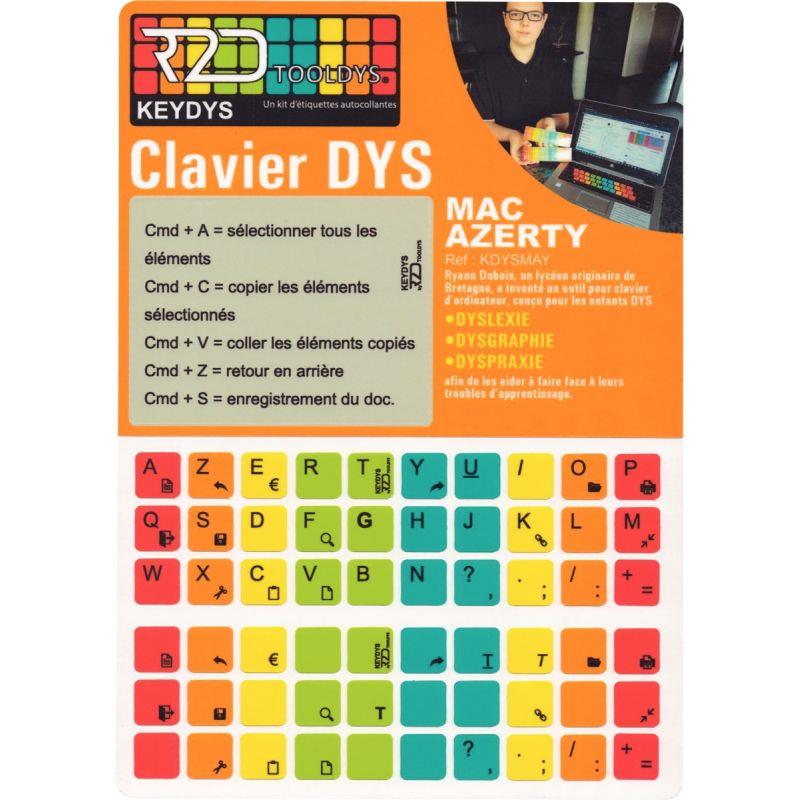 Image de  Kit d''étiquettes pour clavier AZERTY Mac pour personnes à troubles DYS 