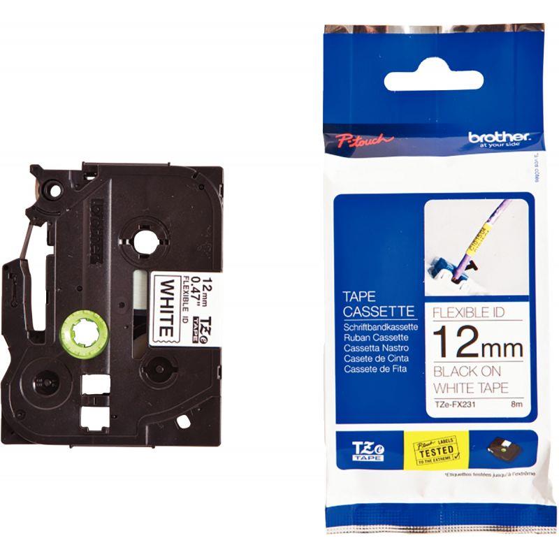 Image de  Recharge Brother TZE noir sur blanc 12 mm 