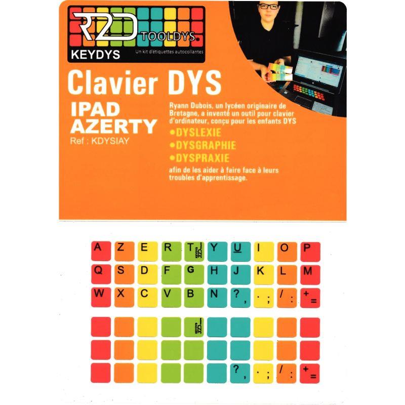 Ref. 56317, Kit d''étiquettes pour clavier AZERTY IPad pour personnes à troubles DYS, marque N.C
