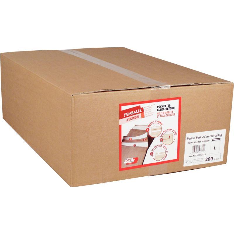 Image de  Carton 200 pochettes aller retour kraft 380 x 480 80BS 