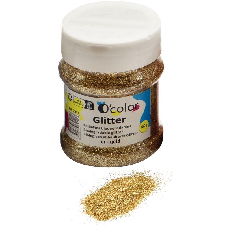Image de  Shaker de paillettes biodégradables 100grammes coloris or 