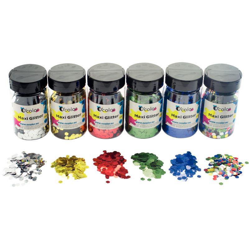 Image de  Pack de 6 x 150grammes de paillettes jumbo 6mm 