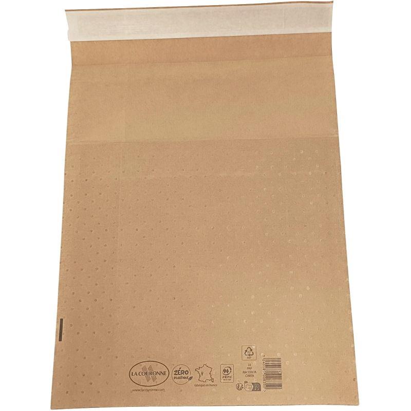 Image de  Carton de 50 pochettes bulle air papier 150  x 250 mm avec soufflet 90 mm 