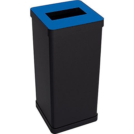 Image de  Poubelle tri sélectif 50L métal noir et bleu 