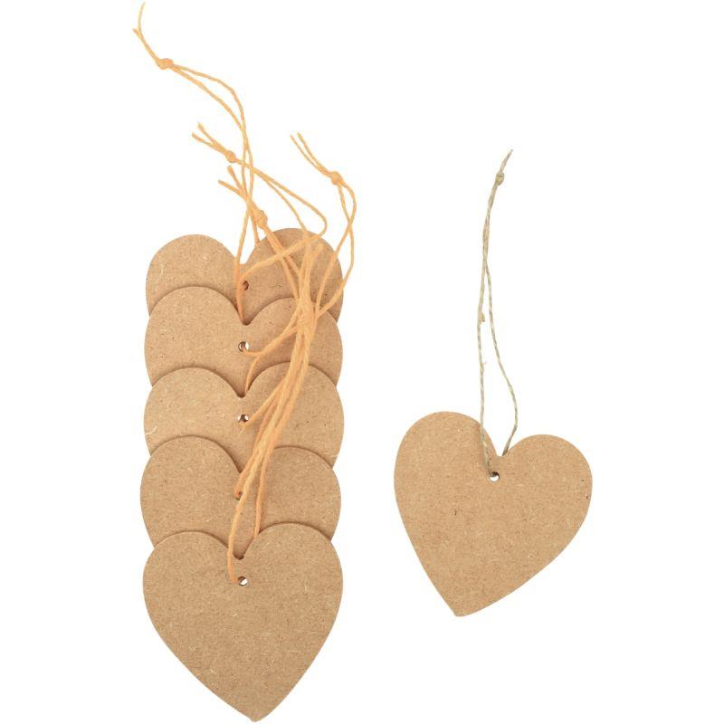 Image de  Lot de 6 cœurs en bois MDF à suspendre 