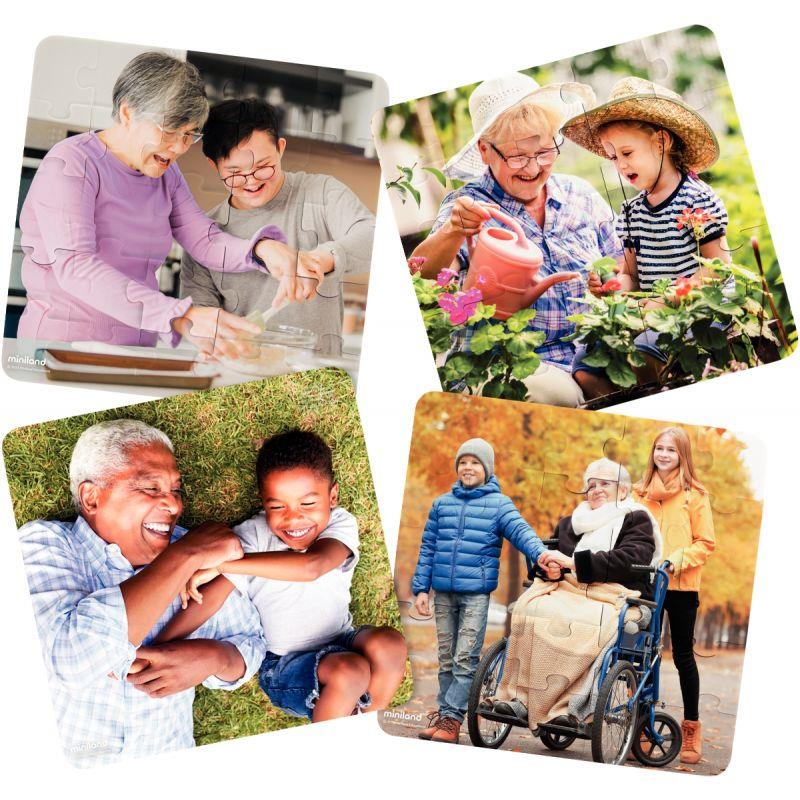 Image de  Lot de 4 puzzles en plastique souple 25 pièces, les grands-parents 