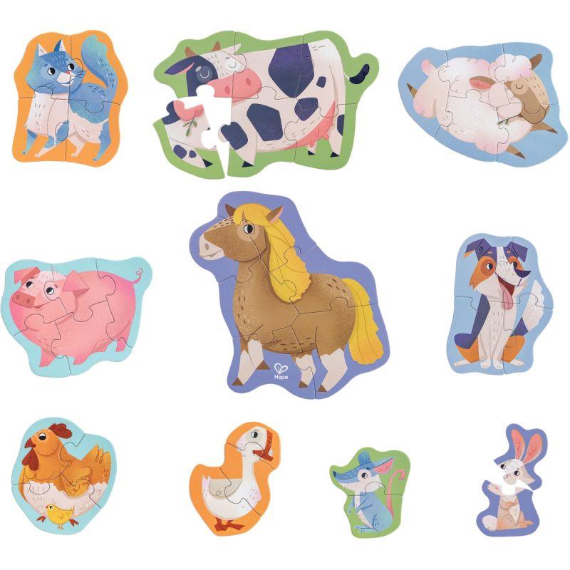 Image de  Boite de 10 puzzles contour, les animaux de la ferme 