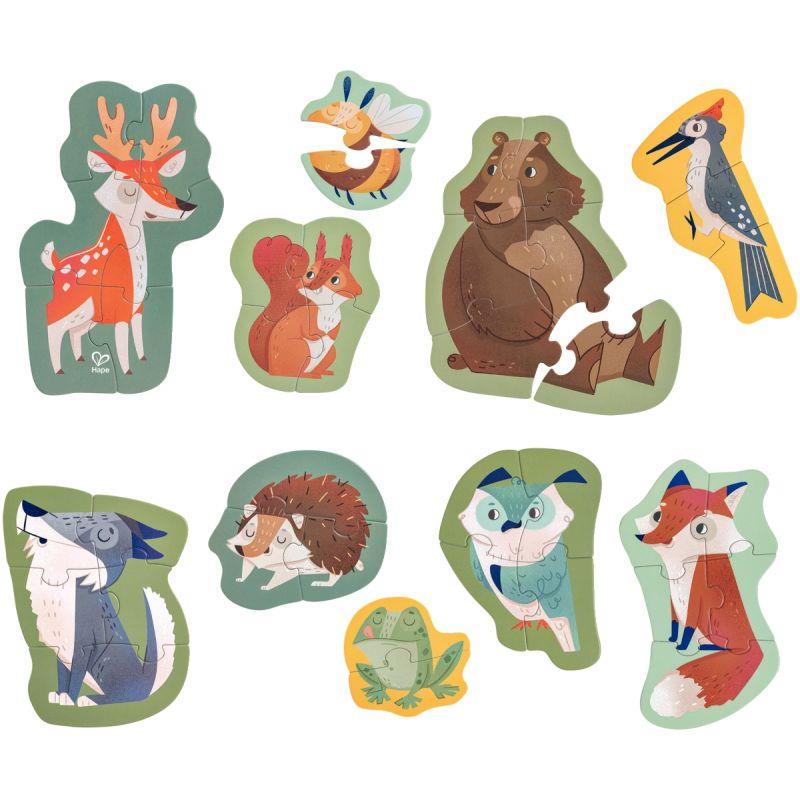 Image de  Boite de 10 puzzles contour, les animaux de la forêt 