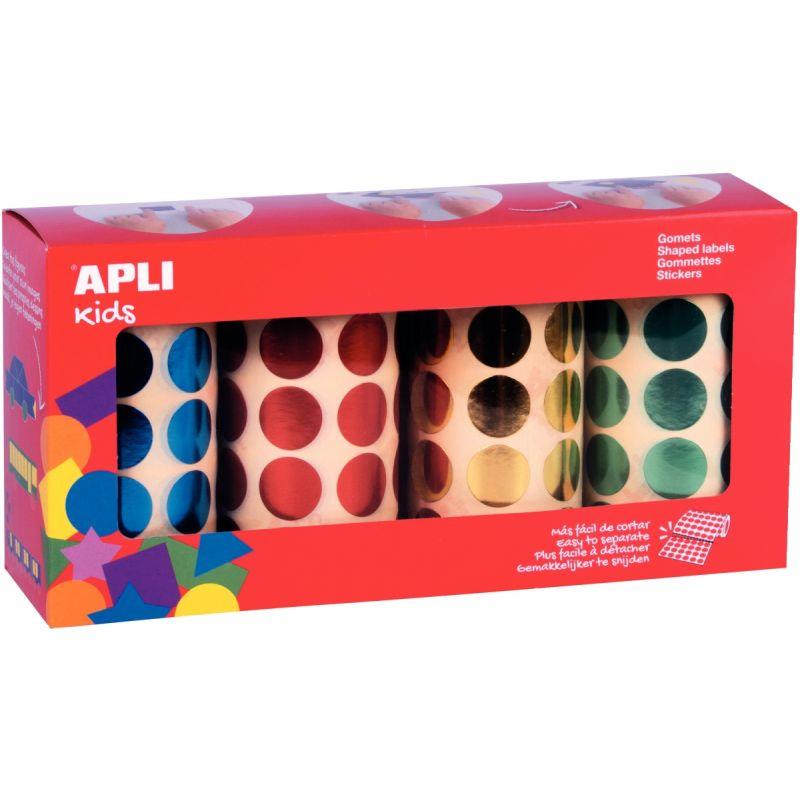 Image de  Lot de 4 rouleaux de gommettes rondes Ø20mm métal assorties 
