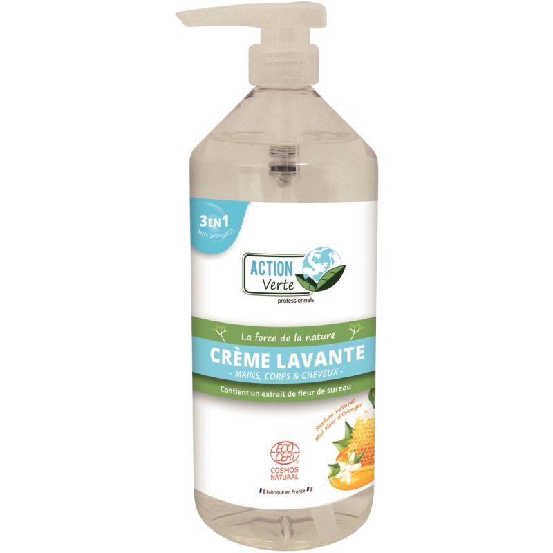 Image de  Flacon pompe 1 litre Crème lavante Fleur d''oranger et miel 