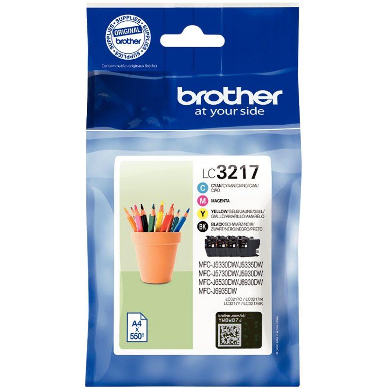 Image de  Brother POT pack de 4 cartouches jet d''encre noire, cyan, magenta et jaune authentique (LC3217VAL) 