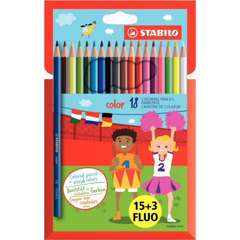 Image de  Étui de 18 crayons de couleur COLOR dont 3 crayons fluo 
