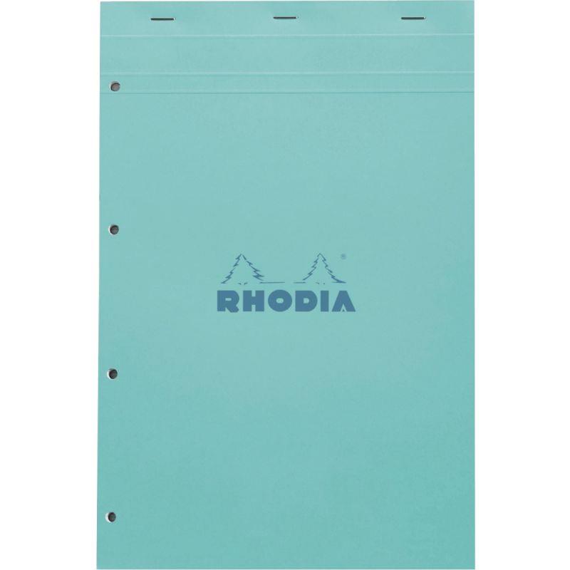 Image de  Bloc de bureau agrafé RHODIA COULEURS 80 feuilles perforées, format A4+, quadrillé 5x5, papier 80g 