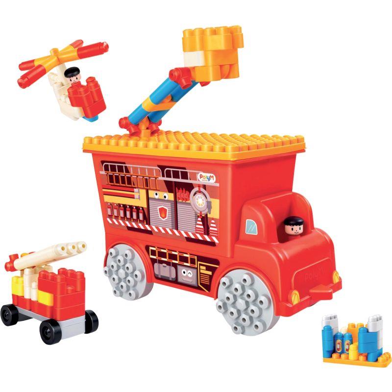 Ref. 57541, Camion de pompiers POLY''M 106 pièces, marque Poly M