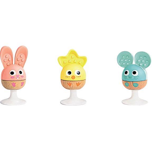 Ref. 57555, Lot de 3 hochets animaux à ventouse, marque HAPE