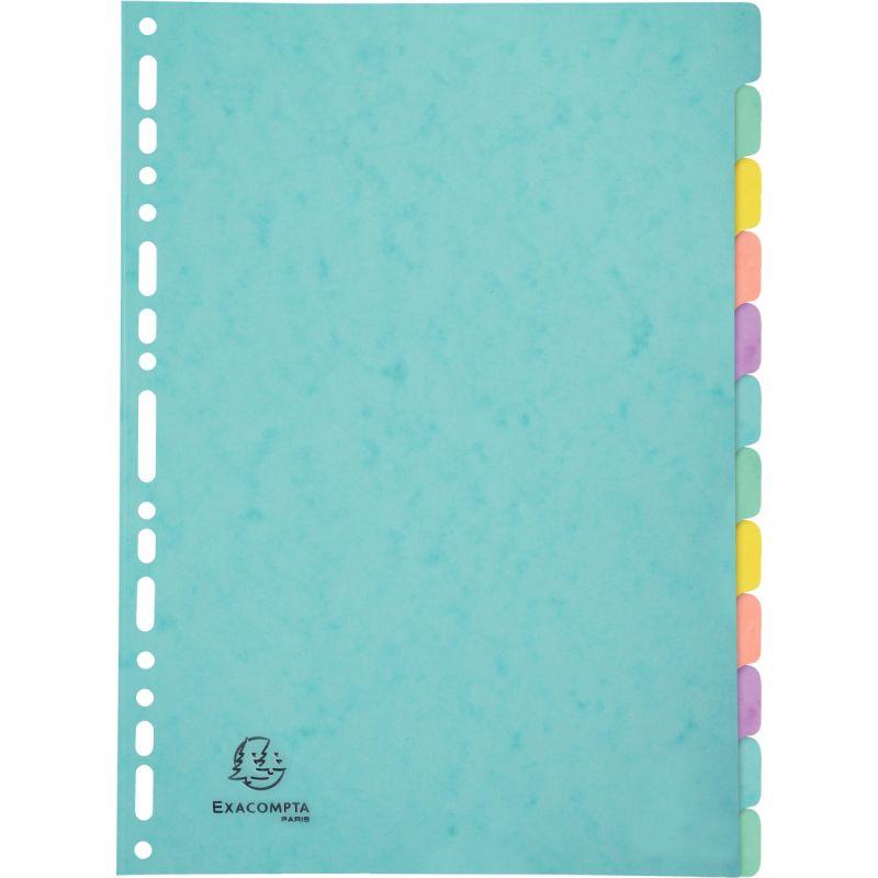 Image de  Jeu de 12 intercalaires AQUAREL en carte lustrée 400g pour format A4 
