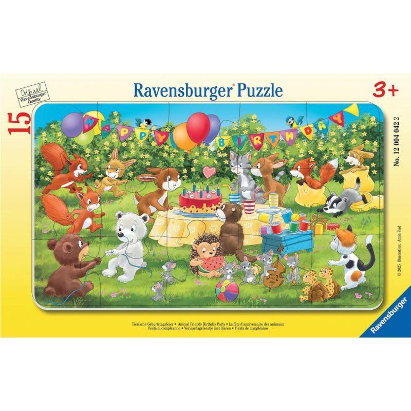 Image de  Puzzle à cadre 15 pièces, la fête d''anniversaire des animaux 