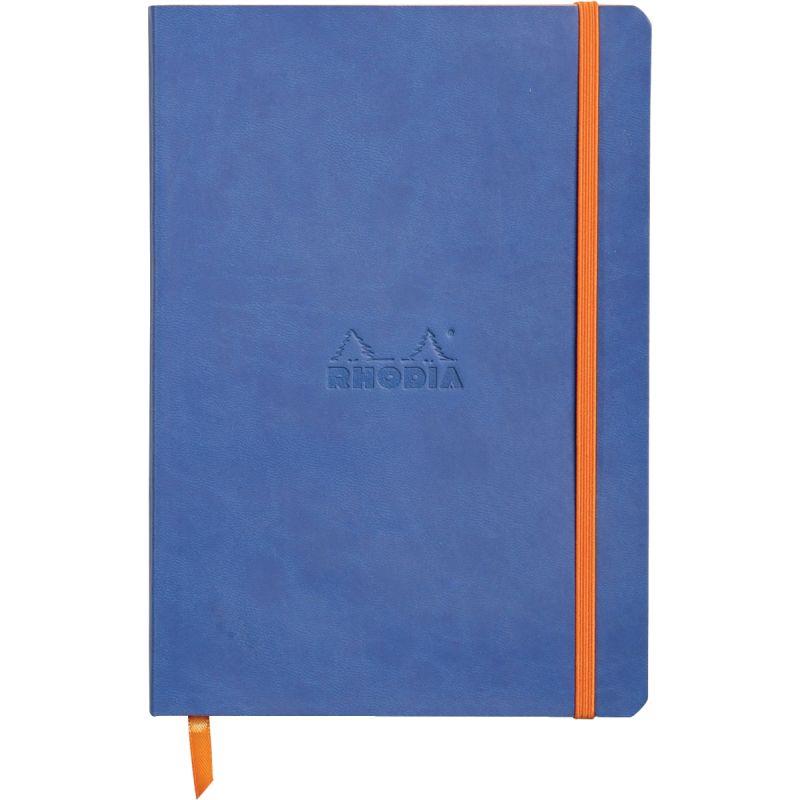 Image de  Carnet 160 pages RHODIARAMA format A5, 5x5, couverture souple en simili cuir, bleu saphir 