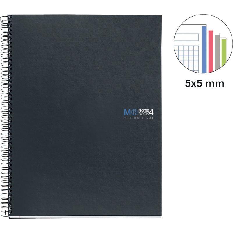 Image de  NOTEBOOK MIQUELRIUS format A4, 160 feuilles 70g, quadrillé 5x5, couverture carton rigide grafit 