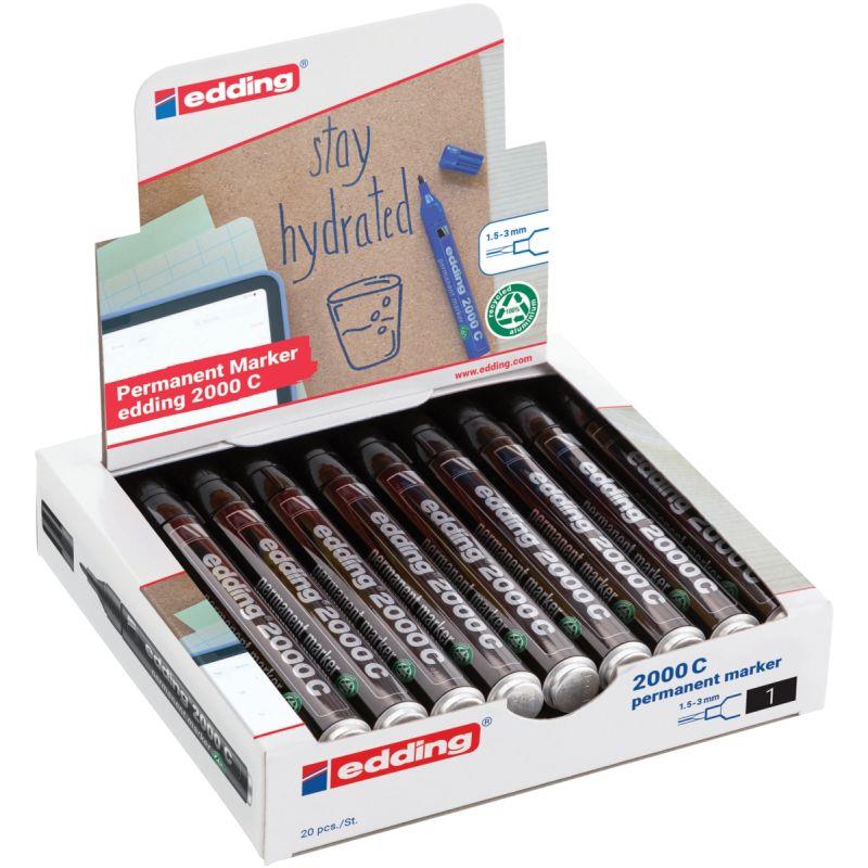 Image de  Boite de 20 marqueurs permanents E-2000C noirs 