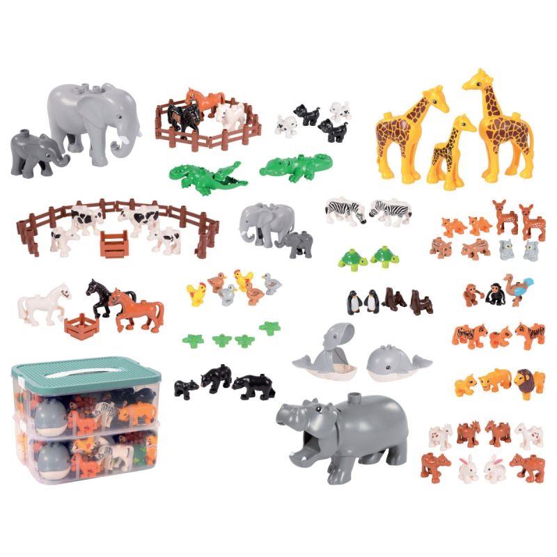 Image de  Boite d''animaux et de clôtures pour briques de construction, 100 pièces 