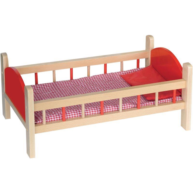 Ref. 58528, Lit à barreaux en bois pour poupées avec linge, marque N.C