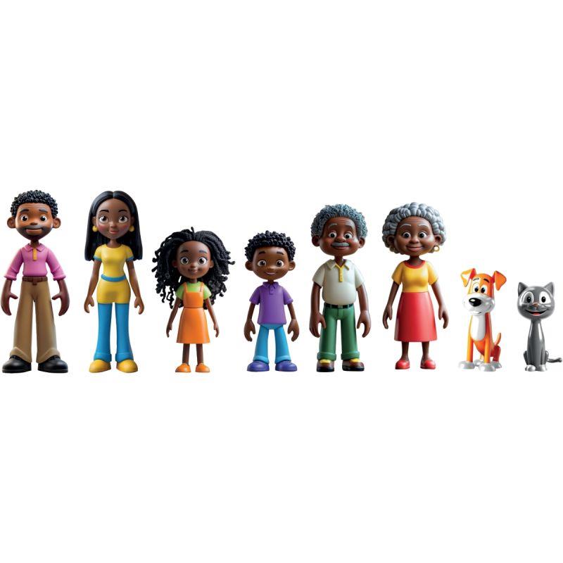 Ref. 58540, Famille africaine, 8 figurines, marque MINILAND