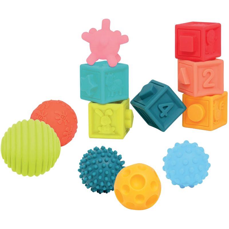 Ref. 58588, Coffret d''éveil, 6 balles et 6 cubes en PVC, marque N.C