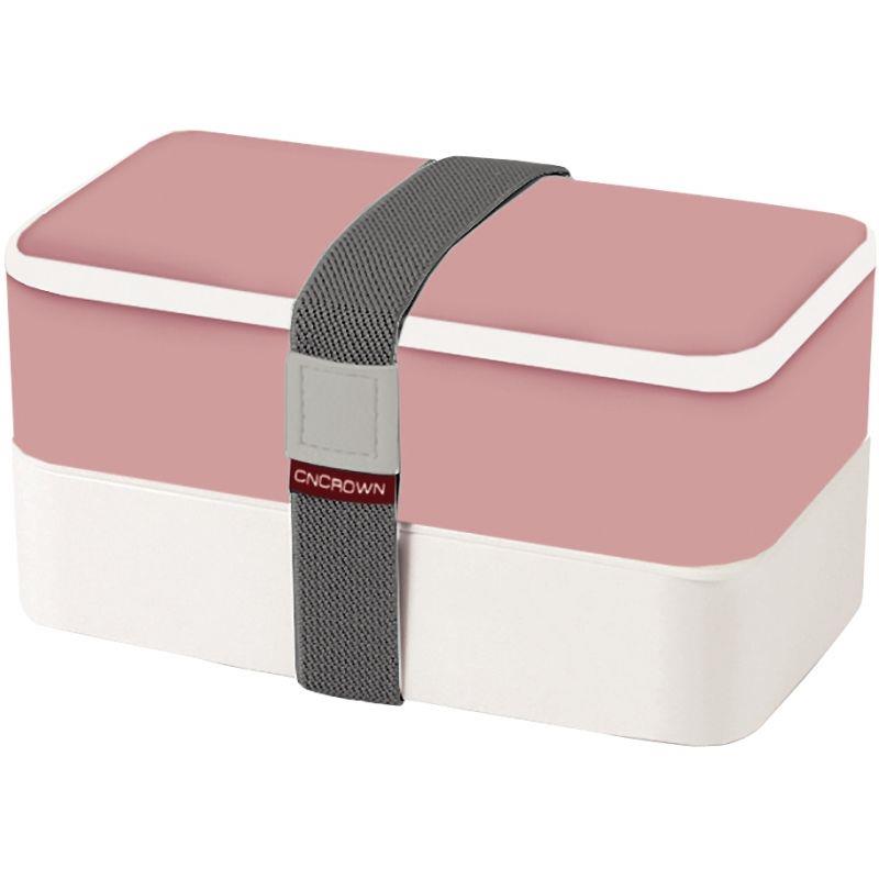 Image de  Lunchbox rose 2 compartiments avec couverts 