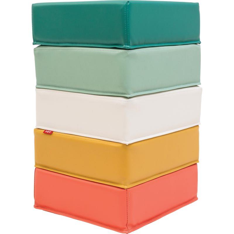 Image de  Lot de 5 poufs carrés 30x30x10cm assortis 
