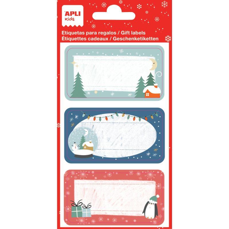 Ref. 59414, Pochette de 9 étiquettes cadeau sapin de noël, marque APLI