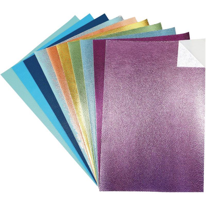 Image de  Paquet de 10 feuilles similicuir adhésif 20X30cm assortis 
