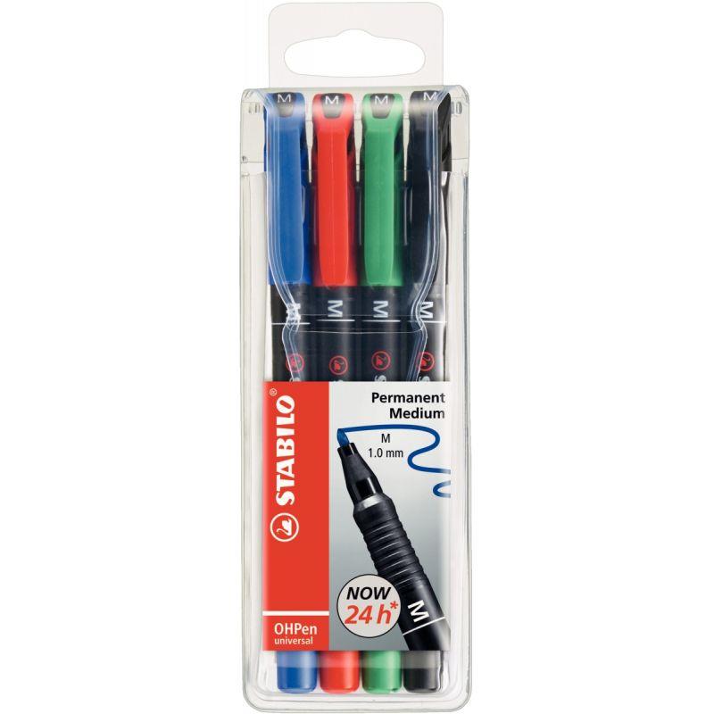 Image de  Pochette de 4 feutres OhPen permanents 1,0mm assortis 