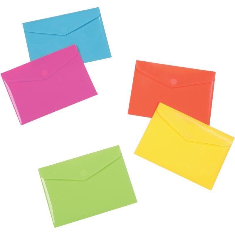 Ref. 59681, Pochette enveloppe HAPPY FLUO en polypropylène pour format A5, coloris assortis, marque VIQUEL