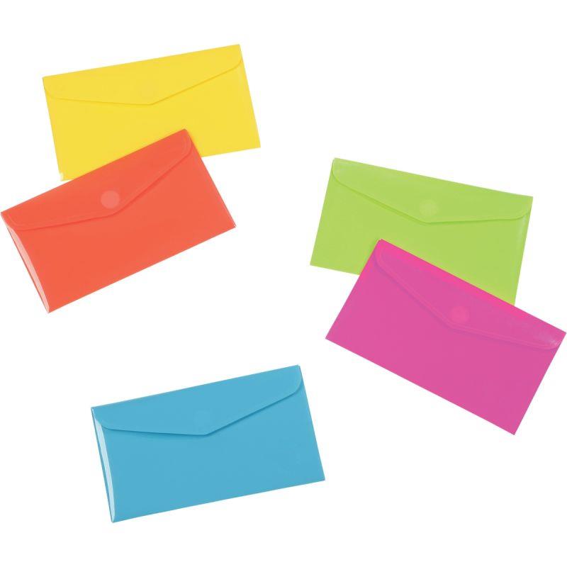 Ref. 59683, Pochette enveloppe HAPPY FLUO en polypropylène pour chéquier, coloris assortis, marque VIQUEL