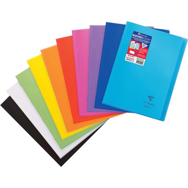 Image de  Piqûre 96 pages KOVERBOOK, format A4, quadrillé 5x5 90g, couverture polypropylène coloris assortis 