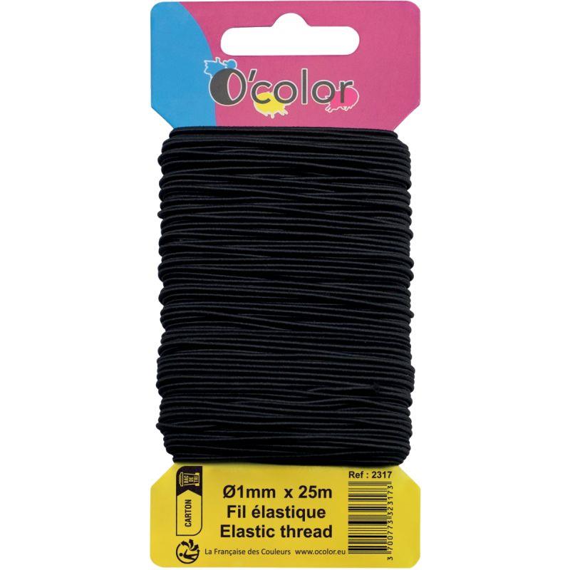 Image de  Carte de 25mètres de fil élastique 1mm coloris noir 