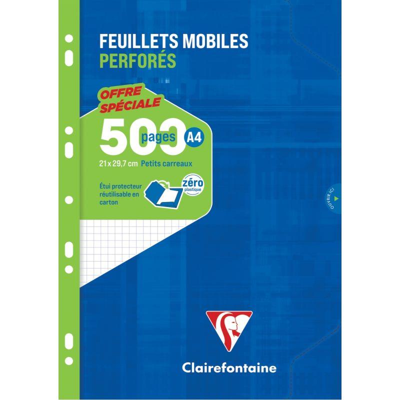 Image de  Étui de 250 feuillets mobiles, format A4, quadrillé 5x5, papier 90g, blanc 