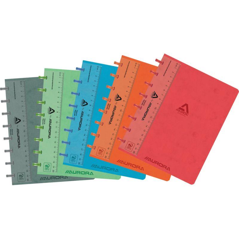 Ref. 60016, Cahier toilé LIN-EX ADOC SYSTEMS 144 pages 90g, quadrillé 5x5, format A5, marque AURORA