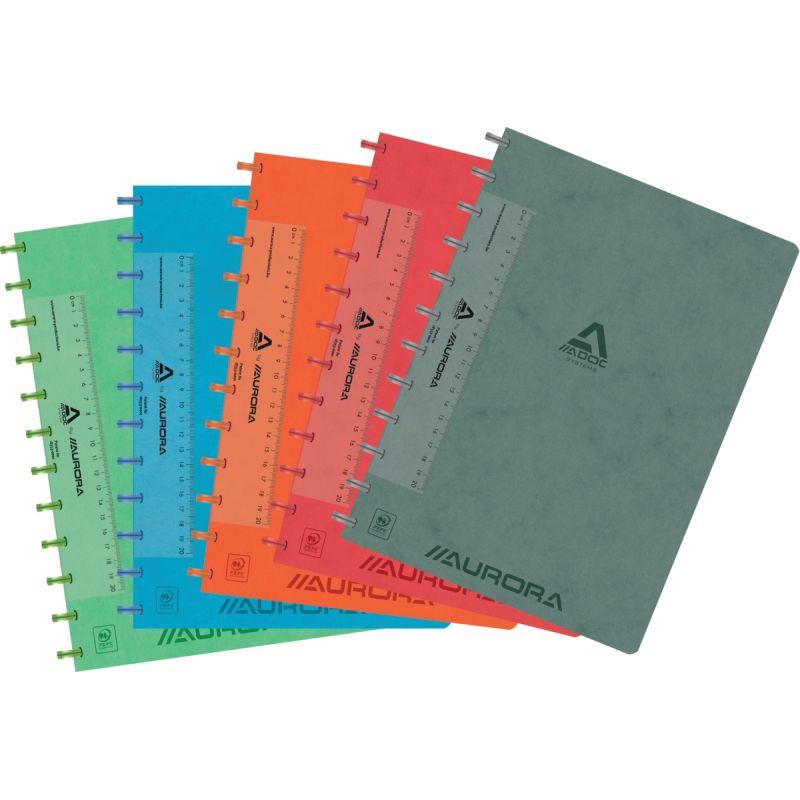 Ref. 60021, Cahier toilé LIN-EX ADOC SYSTEMS 144 pages 90g, quadrillé 4x8, format A4, marque AURORA