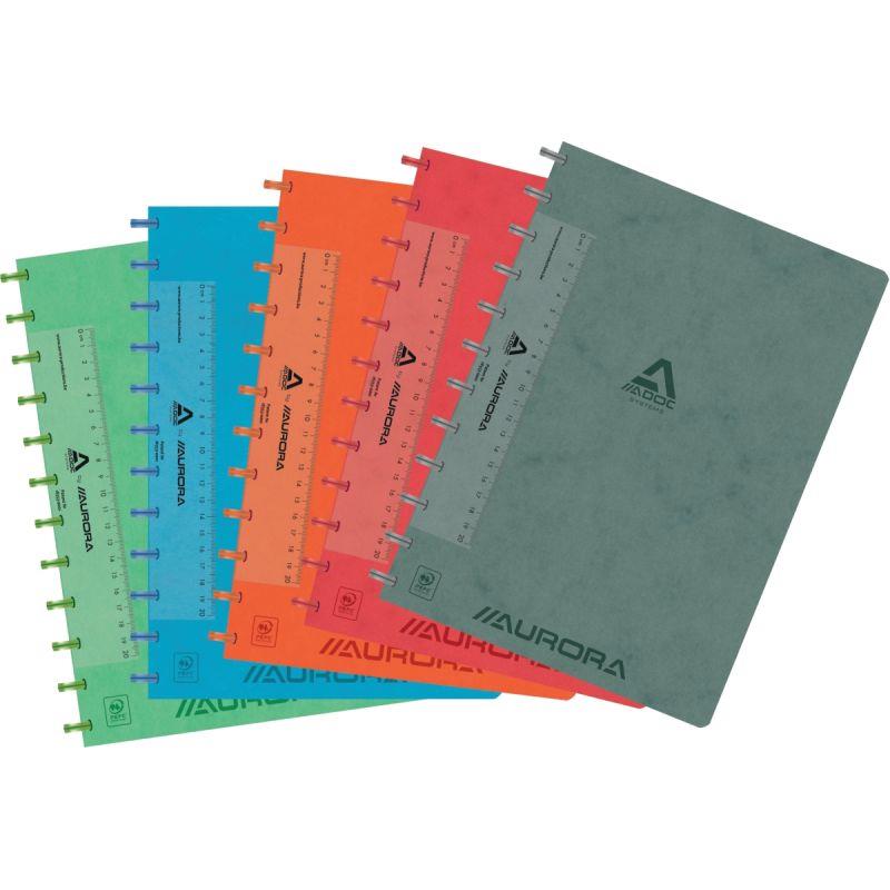 Ref. 60022, Cahier toilé LIN-EX ADOC SYSTEMS 144 pages 90g, ligné 8mm, format A4, marque AURORA
