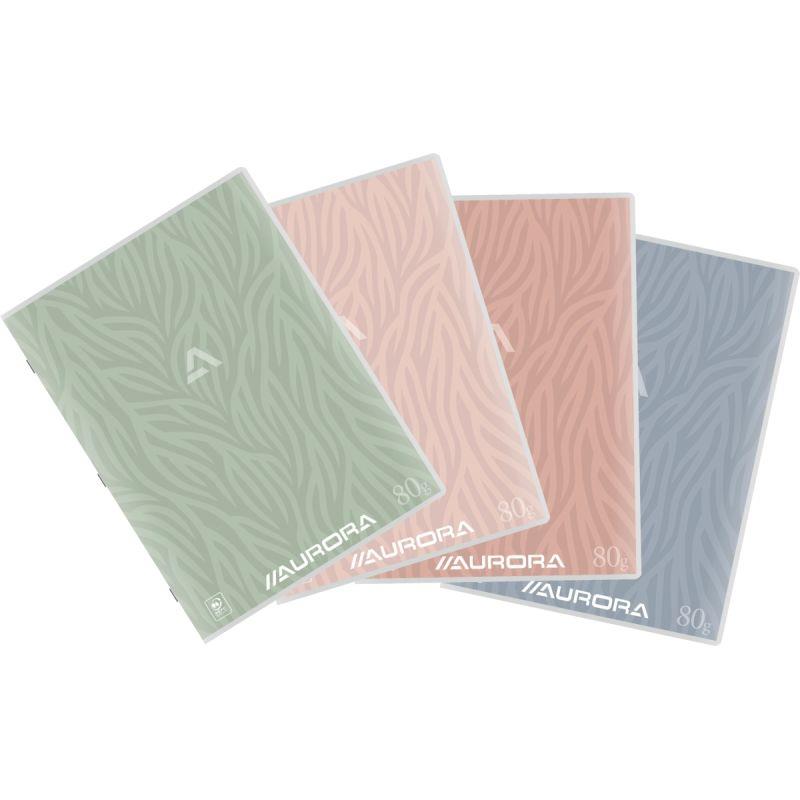 Ref. 60069, Cahier piqué AURORA 120 pages 80g, format A4, quadrillé 4x8, marque AURORA