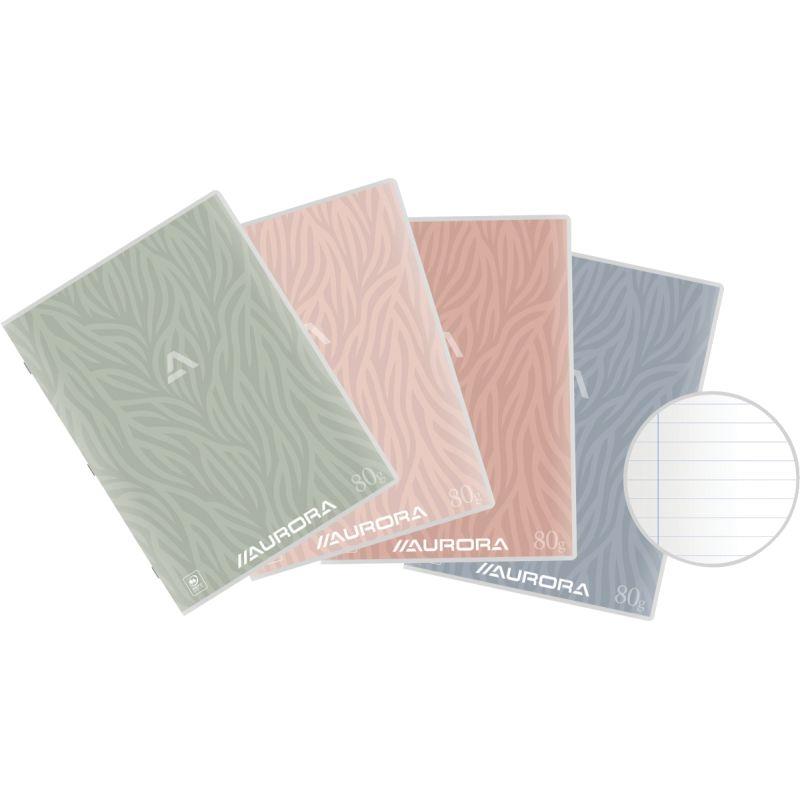 Ref. 60072, Cahier piqué AURORA 120 pages 80g, format A4, ligné 8mm, marque AURORA